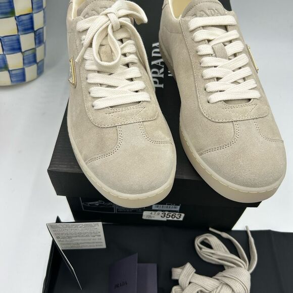 Men's Prada triangle logo suede sneakers size 8.5 US made in Italy - Picture 5 of 15